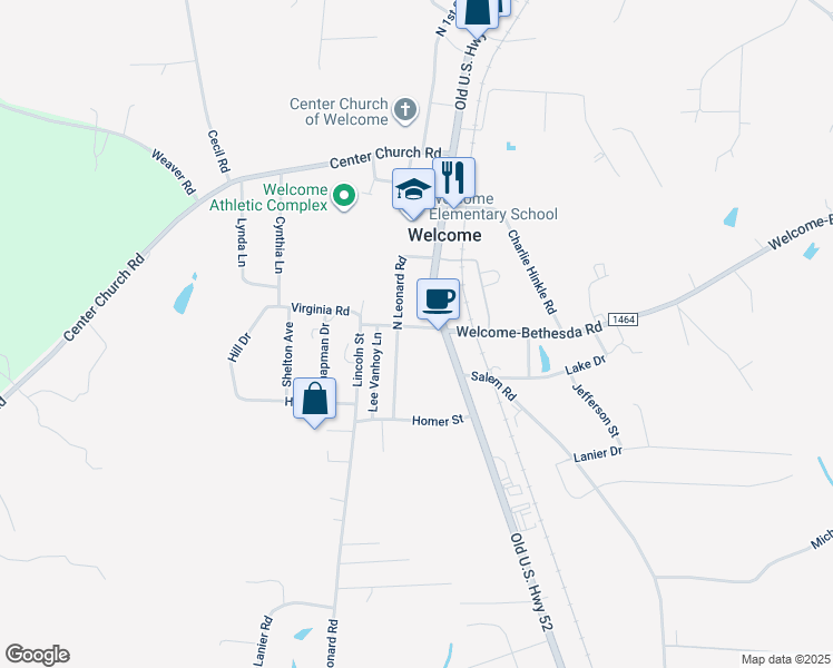 map of restaurants, bars, coffee shops, grocery stores, and more near 153 Homer Leonard Road in Lexington