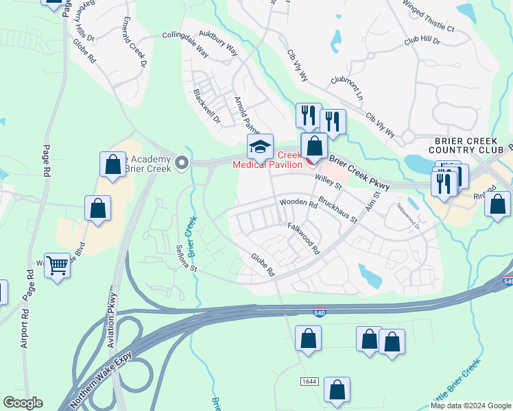 map of restaurants, bars, coffee shops, grocery stores, and more near 9324 Wooden Road in Raleigh