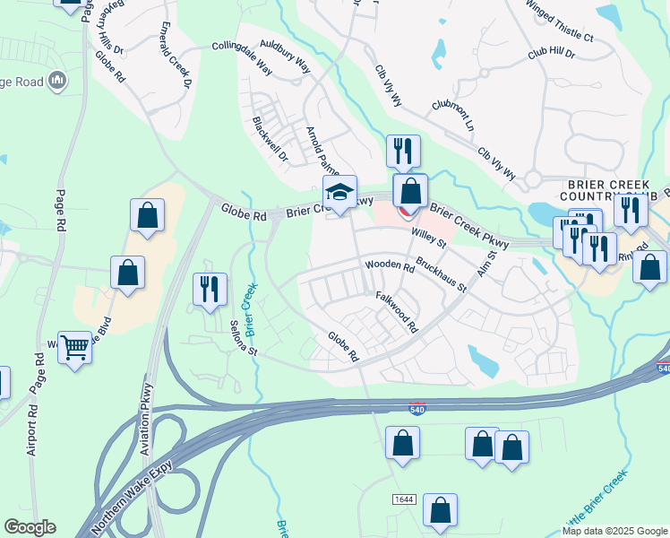 map of restaurants, bars, coffee shops, grocery stores, and more near 9324 Wooden Road in Raleigh