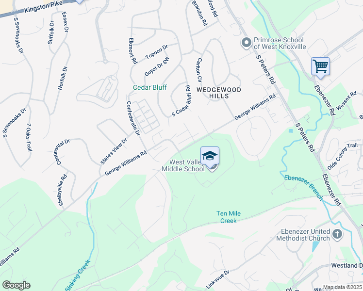 map of restaurants, bars, coffee shops, grocery stores, and more near 465 Bramblewood Ln in Knoxville