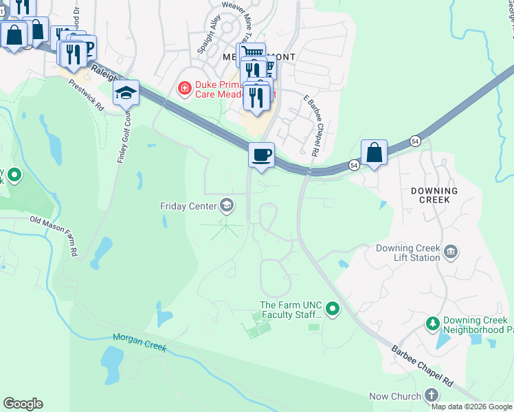 map of restaurants, bars, coffee shops, grocery stores, and more near in Chapel Hill