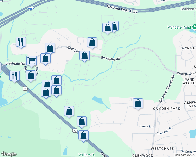 map of restaurants, bars, coffee shops, grocery stores, and more near in Raleigh