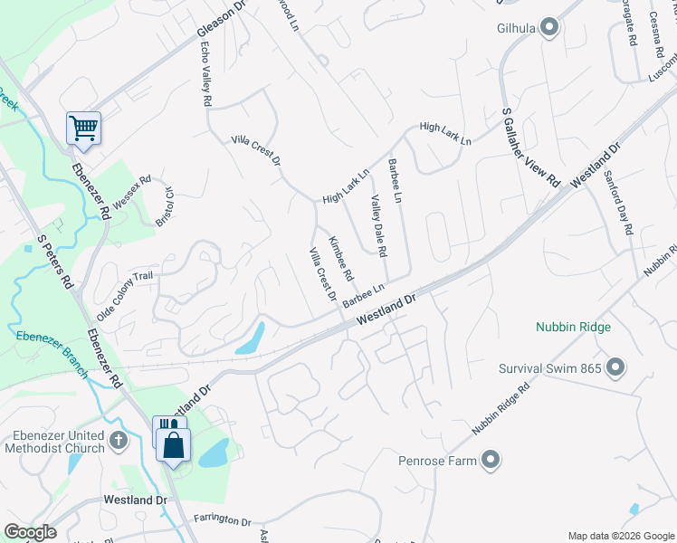 map of restaurants, bars, coffee shops, grocery stores, and more near 740 Villa Crest Drive in Knoxville