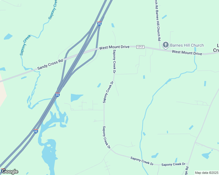 map of restaurants, bars, coffee shops, grocery stores, and more near Sapony Creek Drive in Nash County