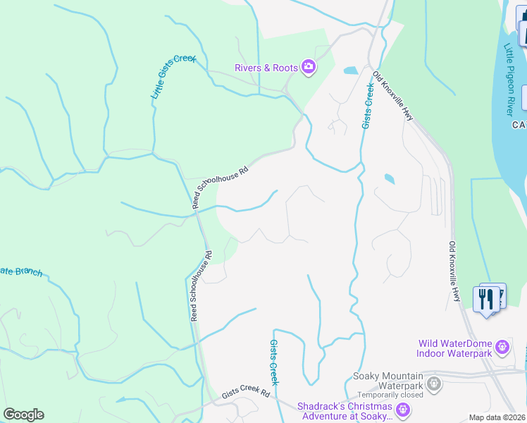 map of restaurants, bars, coffee shops, grocery stores, and more near 203 Reed Schoolhouse Road in Sevierville