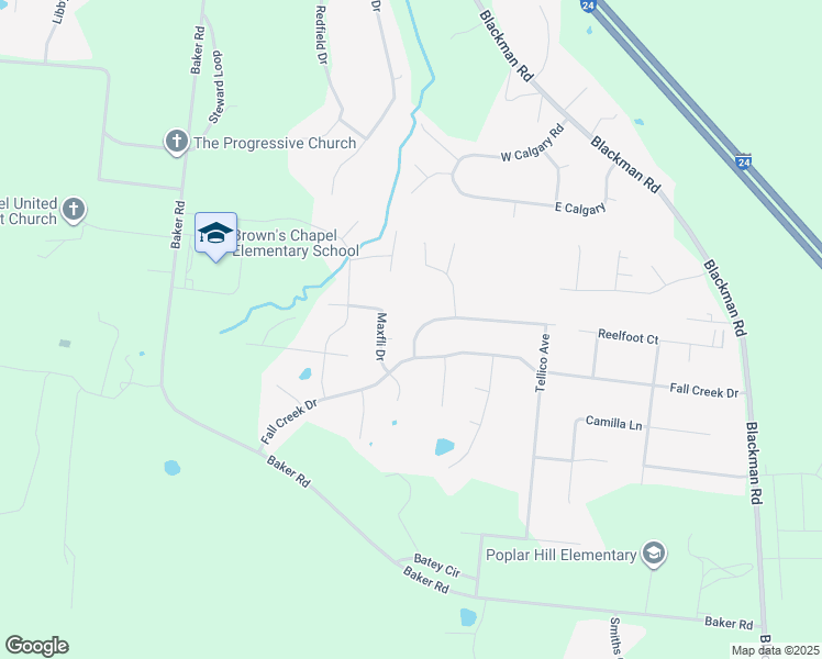 map of restaurants, bars, coffee shops, grocery stores, and more near 606 Fall Creek Drive in Murfreesboro