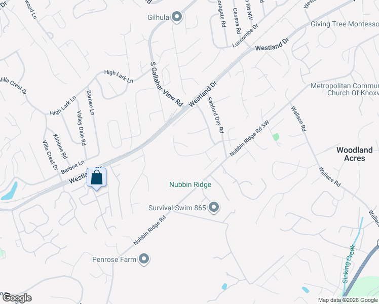 map of restaurants, bars, coffee shops, grocery stores, and more near 8424 Mecklenburg Court in Knoxville