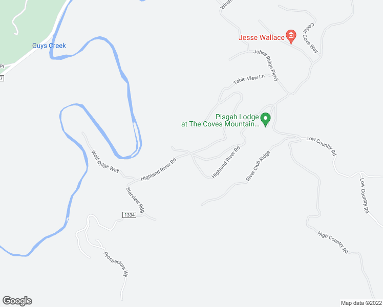 map of restaurants, bars, coffee shops, grocery stores, and more near Highland River Road in Caldwell County