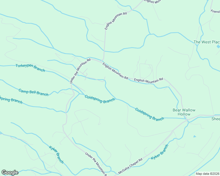 map of restaurants, bars, coffee shops, grocery stores, and more near 900 English Mountain Road in Cosby