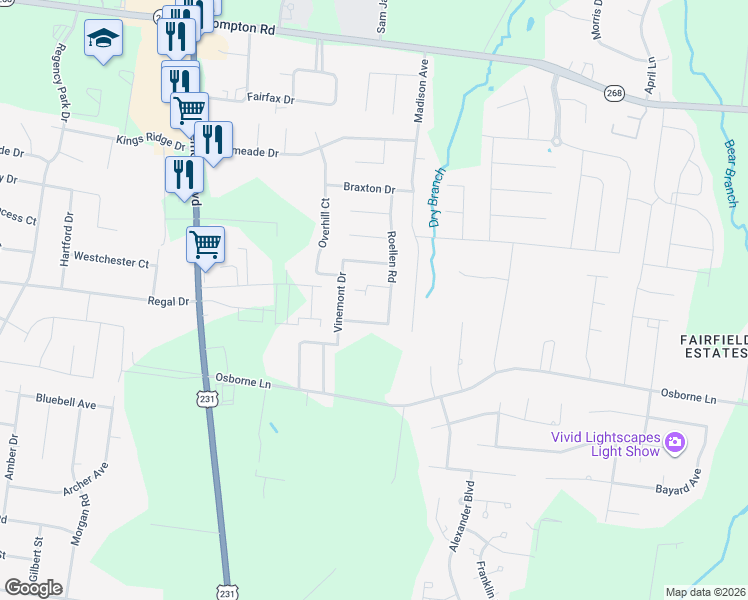 map of restaurants, bars, coffee shops, grocery stores, and more near 314 Trenton Court in Murfreesboro