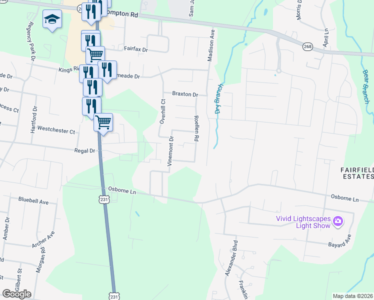 map of restaurants, bars, coffee shops, grocery stores, and more near 314 Trenton Court in Murfreesboro