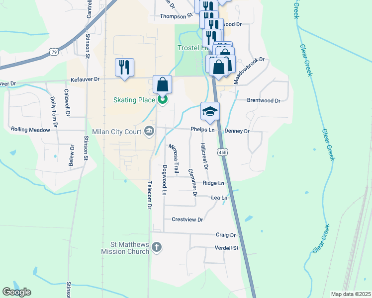 map of restaurants, bars, coffee shops, grocery stores, and more near 7068 Mimosa Trail in Milan