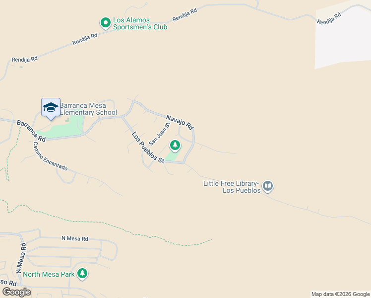 map of restaurants, bars, coffee shops, grocery stores, and more near 635 Navajo Road in Los Alamos