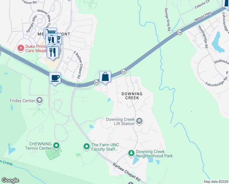map of restaurants, bars, coffee shops, grocery stores, and more near 108 Littlejohn Road in Chapel Hill
