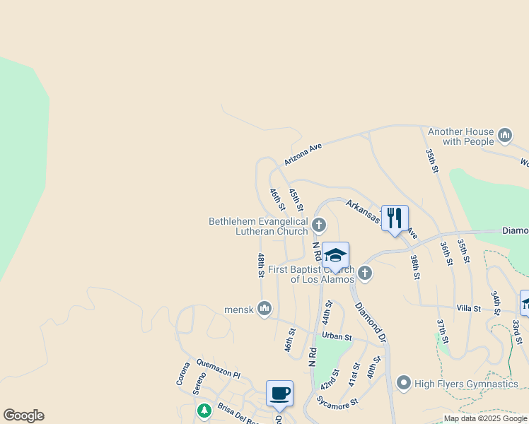 map of restaurants, bars, coffee shops, grocery stores, and more near 2405 48th Street in Los Alamos