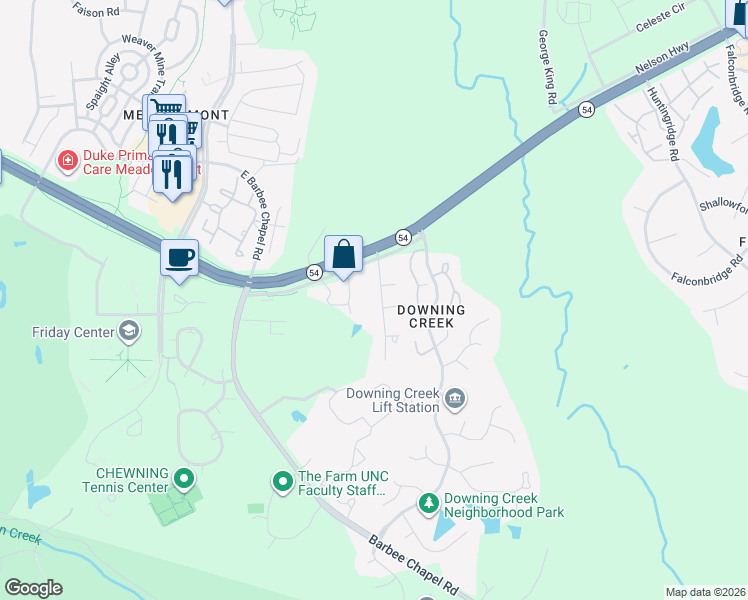 map of restaurants, bars, coffee shops, grocery stores, and more near 108 Littlejohn Road in Chapel Hill