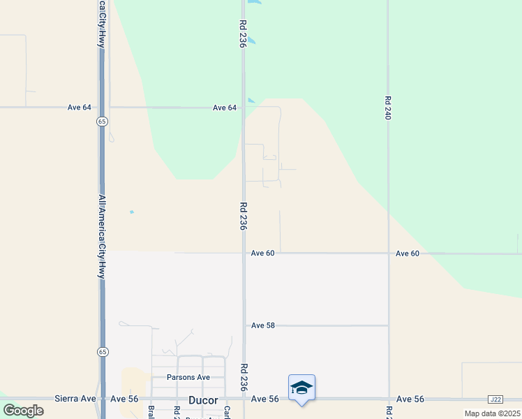 map of restaurants, bars, coffee shops, grocery stores, and more near 6120 Road 236 in Ducor