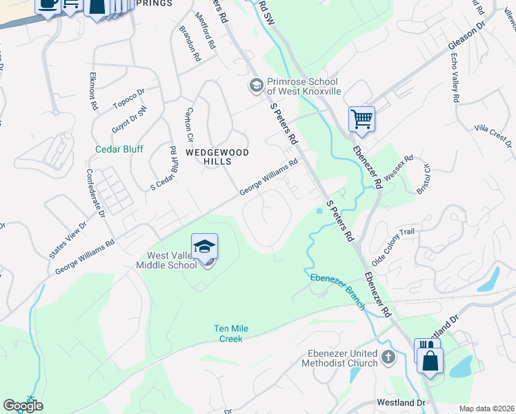 map of restaurants, bars, coffee shops, grocery stores, and more near 701 Cagney Court in Knoxville