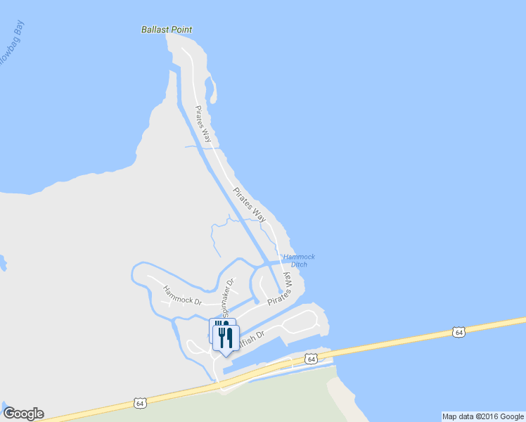 map of restaurants, bars, coffee shops, grocery stores, and more near 79 Ballast Point in Manteo