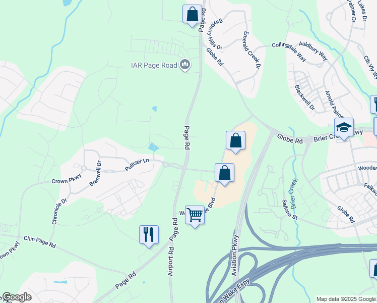 map of restaurants, bars, coffee shops, grocery stores, and more near 1319 Oak Leaf Lane in Morrisville