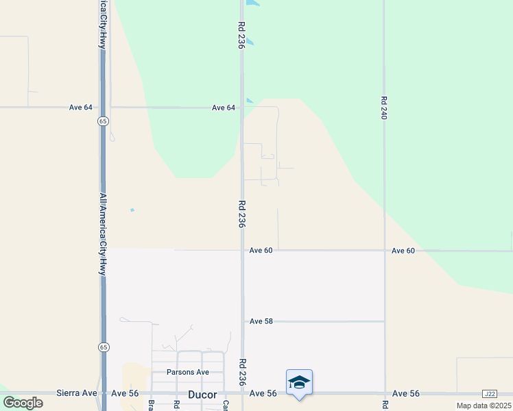 map of restaurants, bars, coffee shops, grocery stores, and more near 6120 Road 236 in Ducor