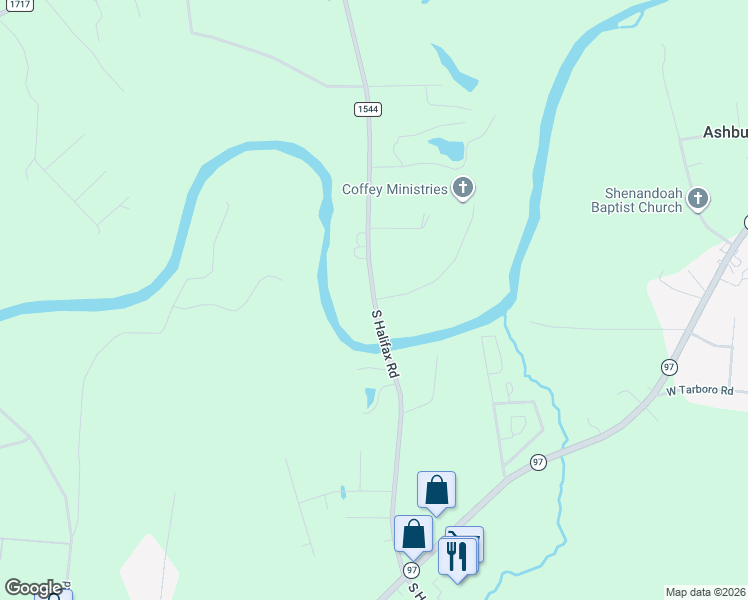 map of restaurants, bars, coffee shops, grocery stores, and more near State Road 1544 in Rocky Mount