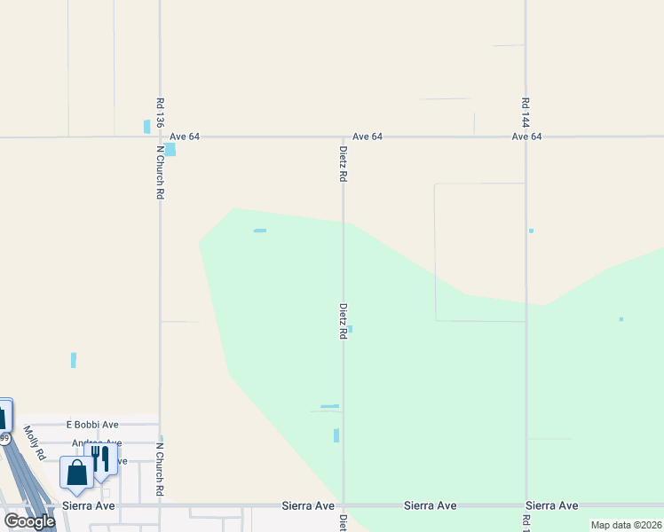 map of restaurants, bars, coffee shops, grocery stores, and more near 1941 Dietz Road in Earlimart