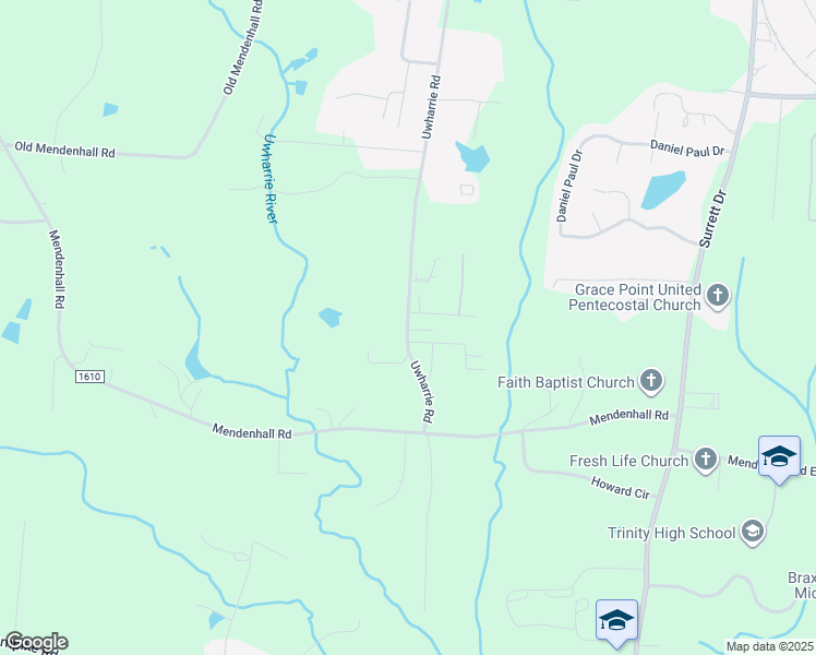 map of restaurants, bars, coffee shops, grocery stores, and more near 5501-5599 Uwharrie Road in High Point