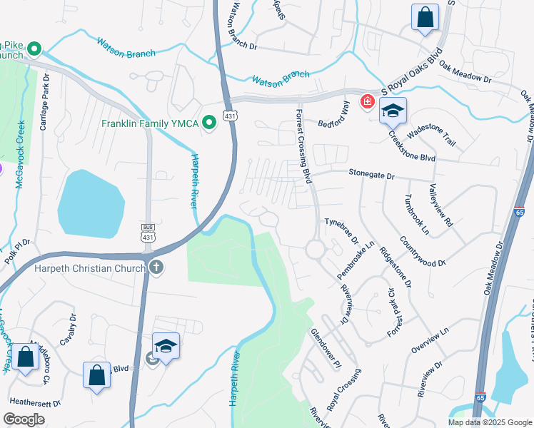 map of restaurants, bars, coffee shops, grocery stores, and more near 1166 Culpepper Circle in Franklin