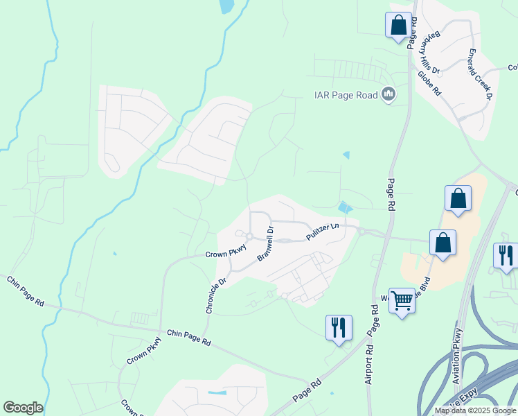 map of restaurants, bars, coffee shops, grocery stores, and more near 1126 Branwell Drive in Durham