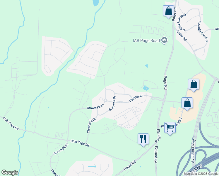 map of restaurants, bars, coffee shops, grocery stores, and more near 1126 Branwell Drive in Durham