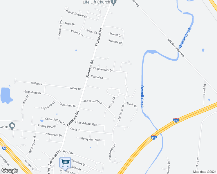 map of restaurants, bars, coffee shops, grocery stores, and more near 4939 Camborne Circle in Murfreesboro