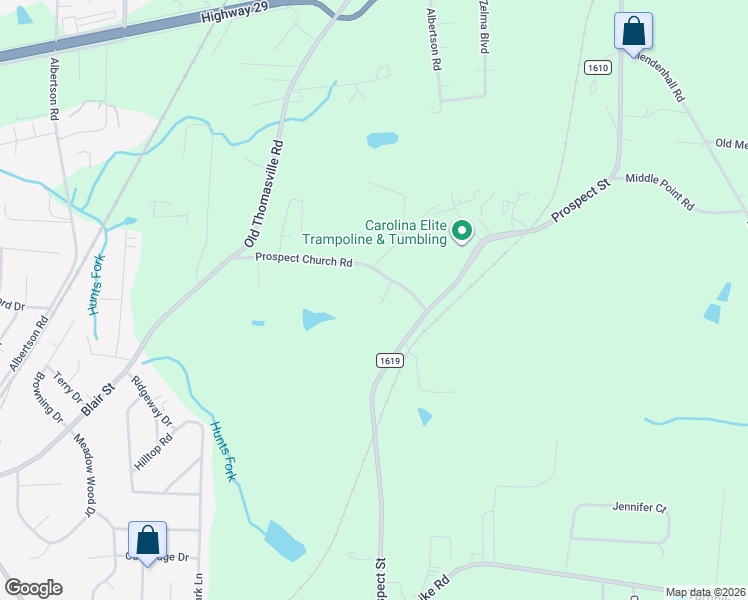 map of restaurants, bars, coffee shops, grocery stores, and more near 6961 Prospect Church Road in Thomasville