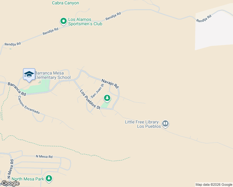map of restaurants, bars, coffee shops, grocery stores, and more near 635 Navajo Road in Los Alamos