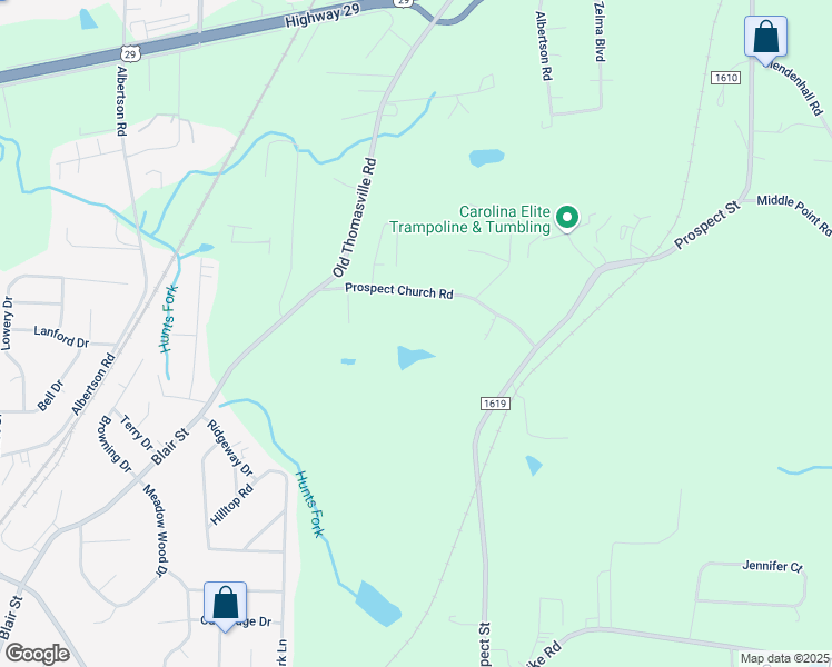 map of restaurants, bars, coffee shops, grocery stores, and more near 7021 Prospect Church Road in Thomasville