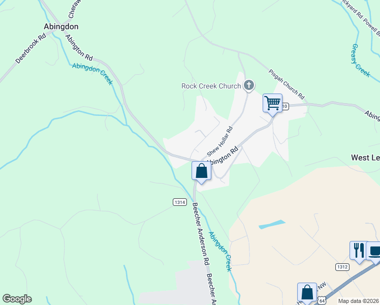 map of restaurants, bars, coffee shops, grocery stores, and more near 2765 Shewcraft Place in Lenoir