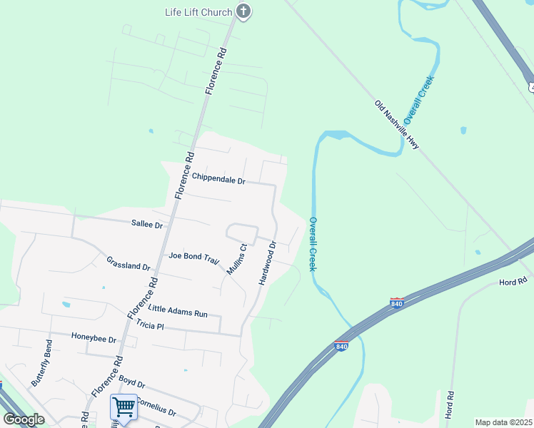 map of restaurants, bars, coffee shops, grocery stores, and more near 3479 Hardwood Drive in Murfreesboro