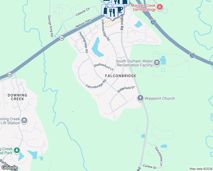 map of restaurants, bars, coffee shops, grocery stores, and more near 6605 Huntingridge Road in Chapel Hill