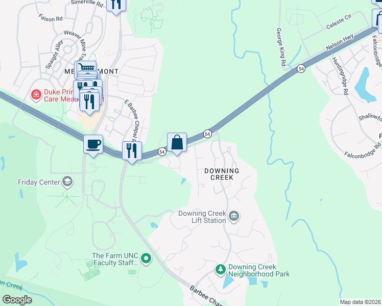 map of restaurants, bars, coffee shops, grocery stores, and more near 9 Littlejohn Road in Chapel Hill