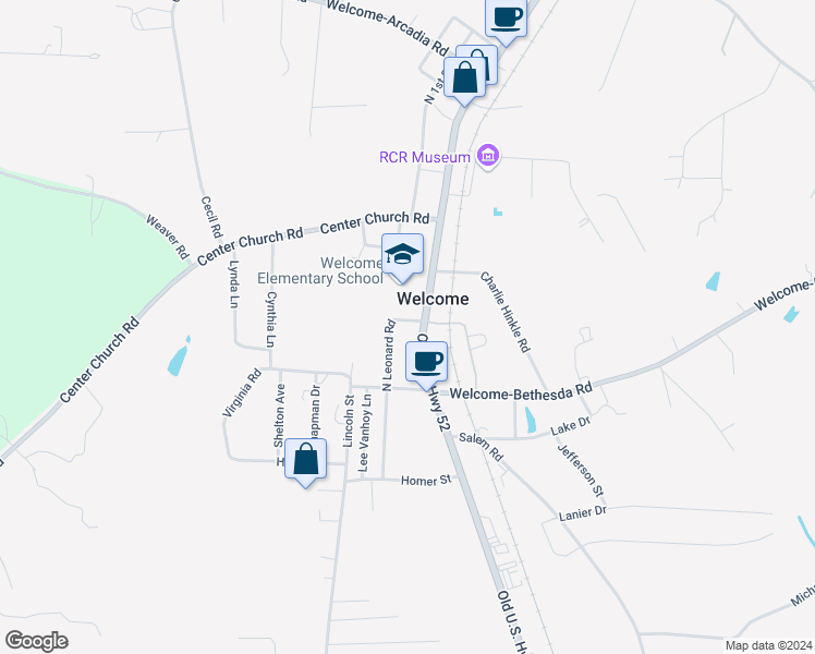 map of restaurants, bars, coffee shops, grocery stores, and more near 5633 Old US Highway 52 in Lexington
