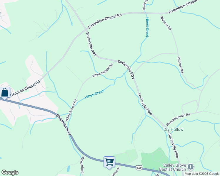 map of restaurants, bars, coffee shops, grocery stores, and more near 328 White School Road in Knoxville