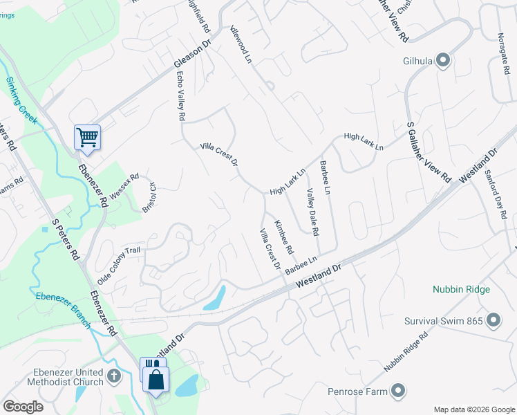 map of restaurants, bars, coffee shops, grocery stores, and more near 609 Villa Crest Drive in Knoxville
