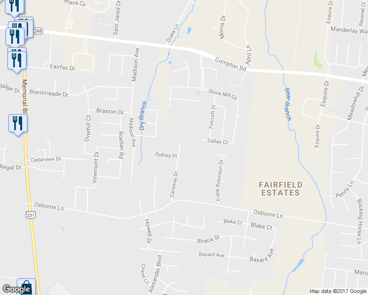 map of restaurants, bars, coffee shops, grocery stores, and more near 3010 Caraway Drive in Murfreesboro