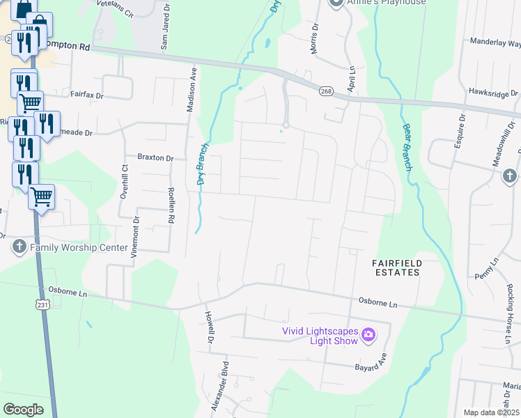 map of restaurants, bars, coffee shops, grocery stores, and more near 3010 Caraway Drive in Murfreesboro