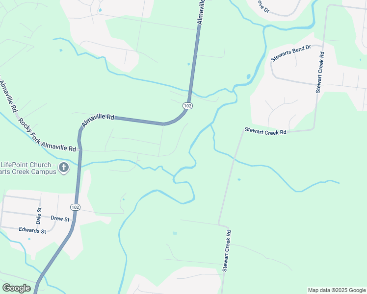 map of restaurants, bars, coffee shops, grocery stores, and more near 2418 Stewart Creek Road in Murfreesboro
