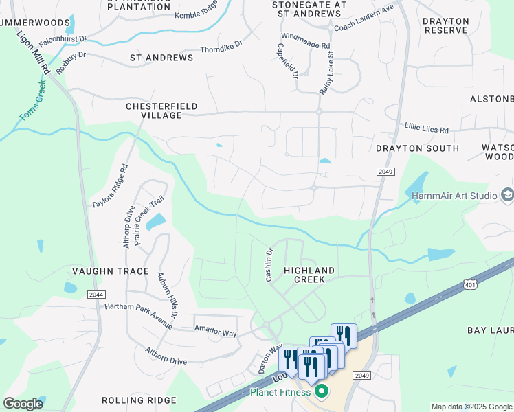 map of restaurants, bars, coffee shops, grocery stores, and more near 3320 Table Mountain Pine Drive in Wake Forest