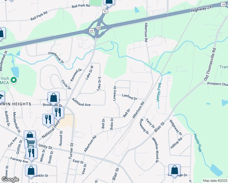 map of restaurants, bars, coffee shops, grocery stores, and more near 15 Teenia Street in Thomasville