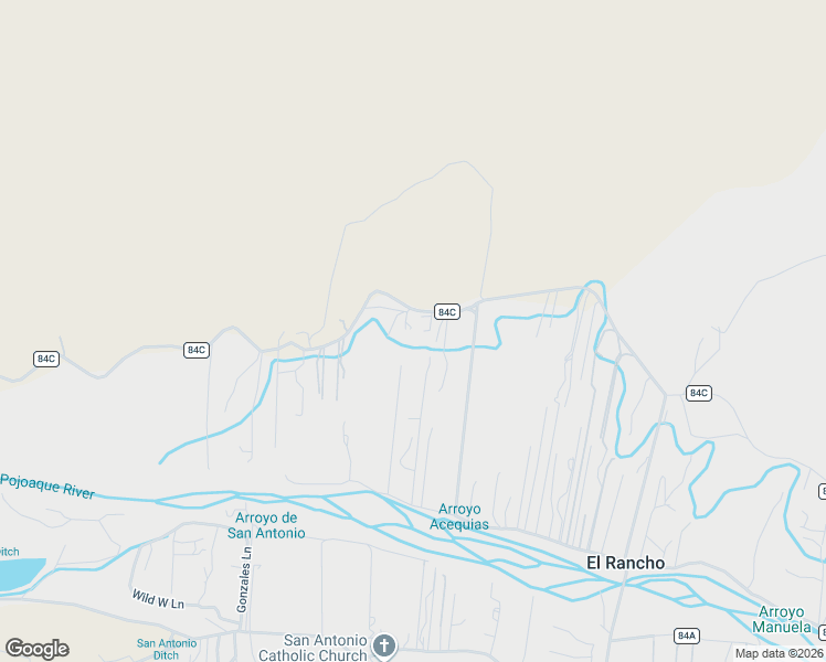 map of restaurants, bars, coffee shops, grocery stores, and more near 1 A B 3 A B Vista Barrancas in Santa Fe