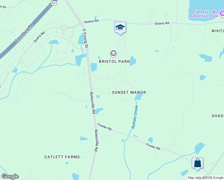 map of restaurants, bars, coffee shops, grocery stores, and more near 6435 Sunset Manor Drive in Wake Forest