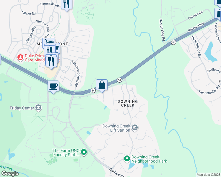 map of restaurants, bars, coffee shops, grocery stores, and more near 9 Littlejohn Road in Chapel Hill